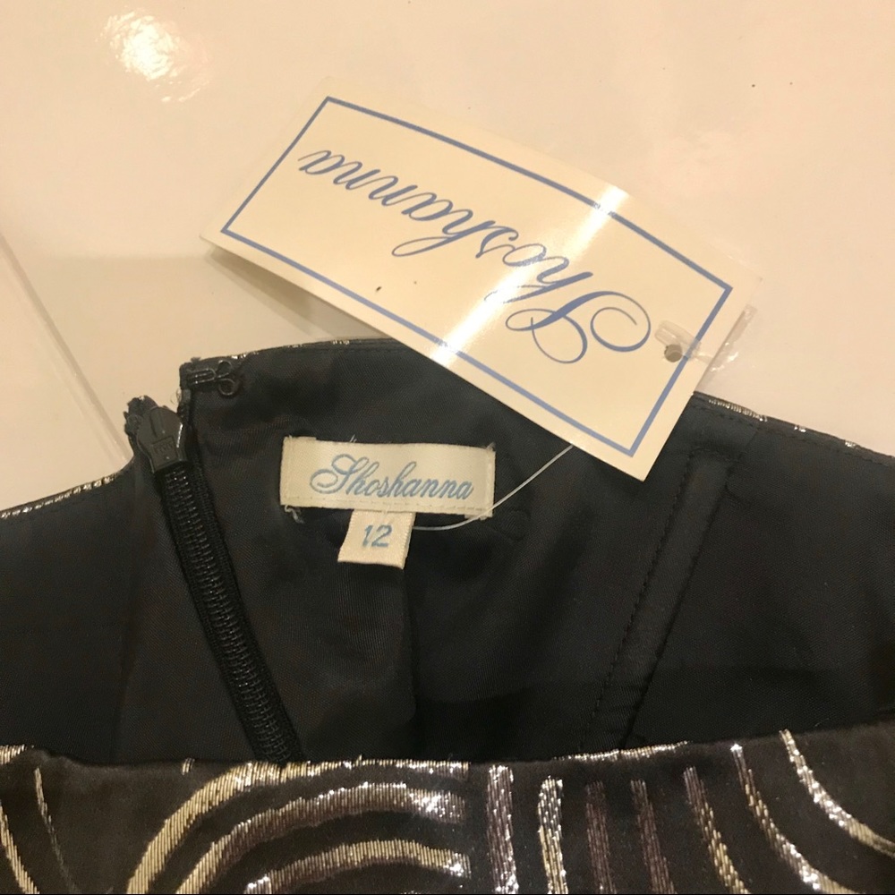 Shoshanna Strapless Metallic Silver & Black Dress - Picture 7 of 8